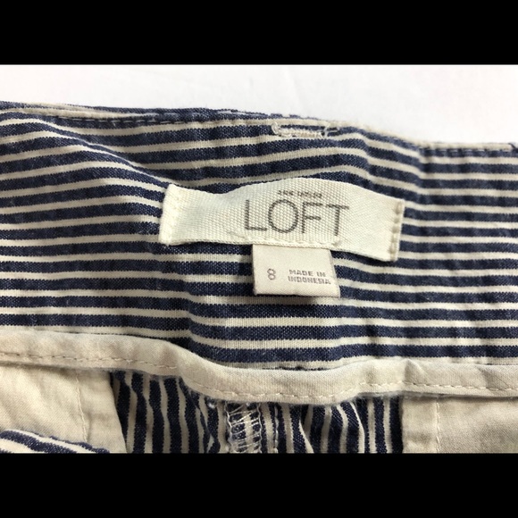 Loft 6” shorts. Blue and white striped. - Picture 2 of 5